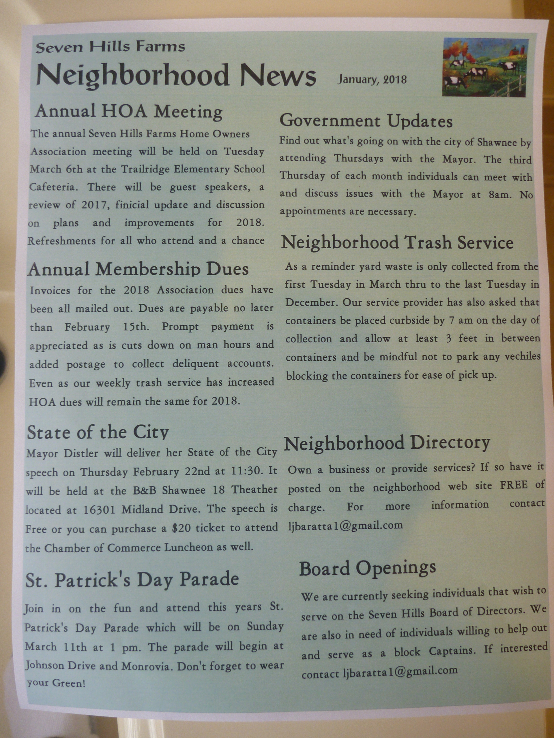 material and articles for hoa newsletters